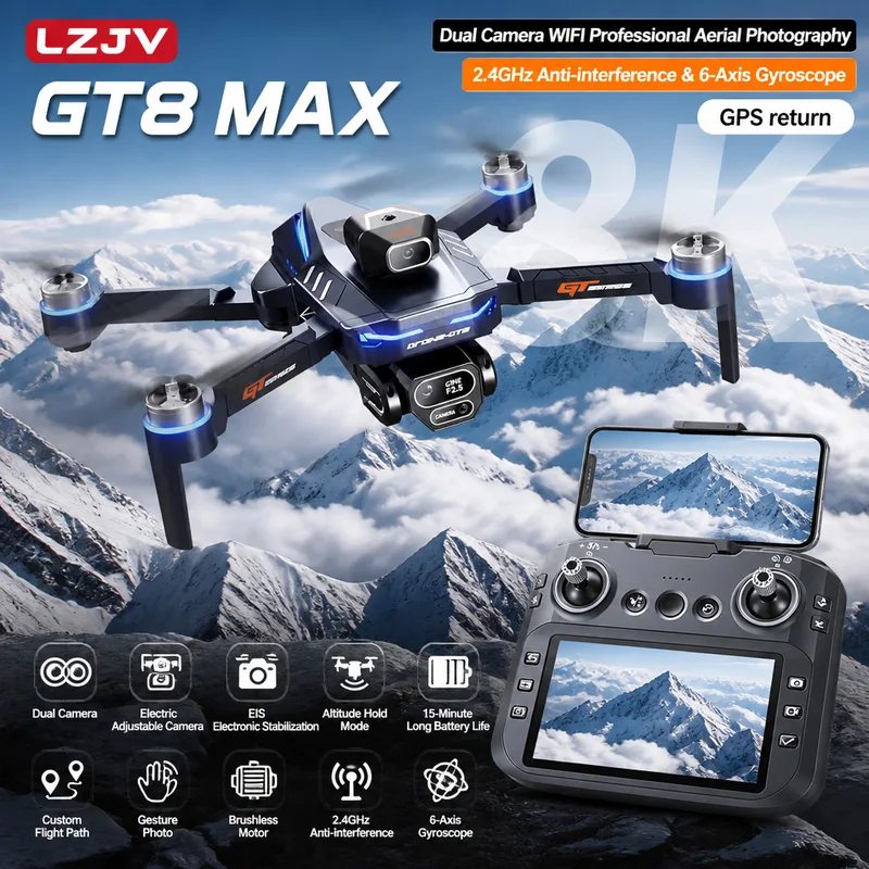 Diy Drone Electronics - Дрон GT8 Max складной, 8K HD,