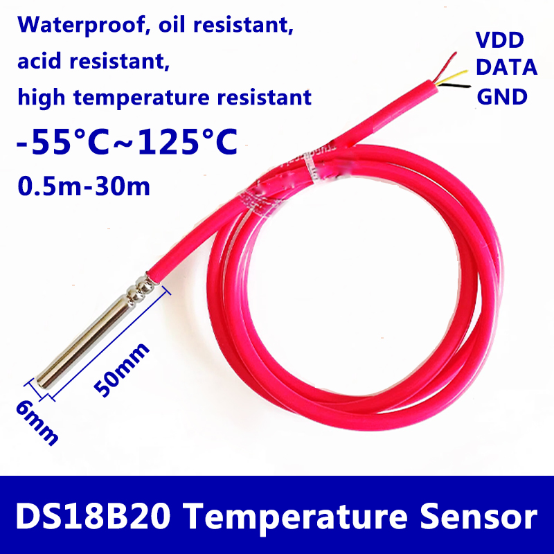 Ds18B20 Temperature Sensor - DS18B20 Водонепроницаемый цифровой датчик температуры 6